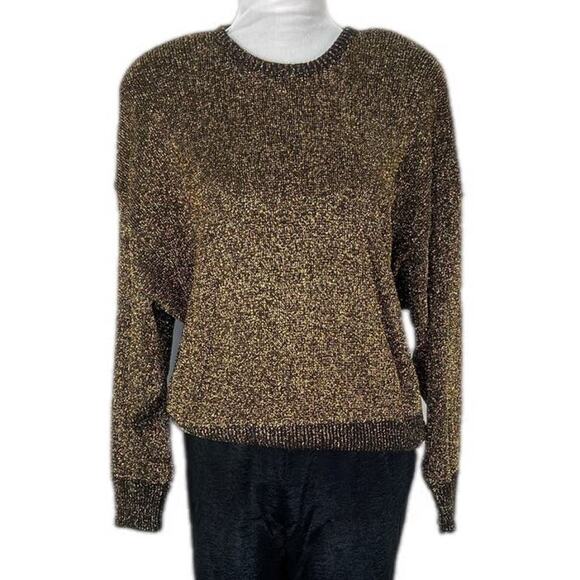 American Vintage Pierre Cardin Gold Metallic Dolman Sweater - Women's Size Large - Picture 1 of 7